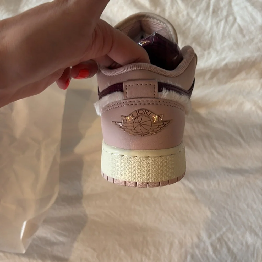 Nike Air Jordan 1 Low Sneakers - Cream and Burgundy